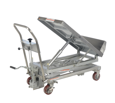 Partially Stainless Steel Lift and Tilt Carts with Sequence Select 22 In. x 33-1/2 In. 1000 Lb. Capacity Blue